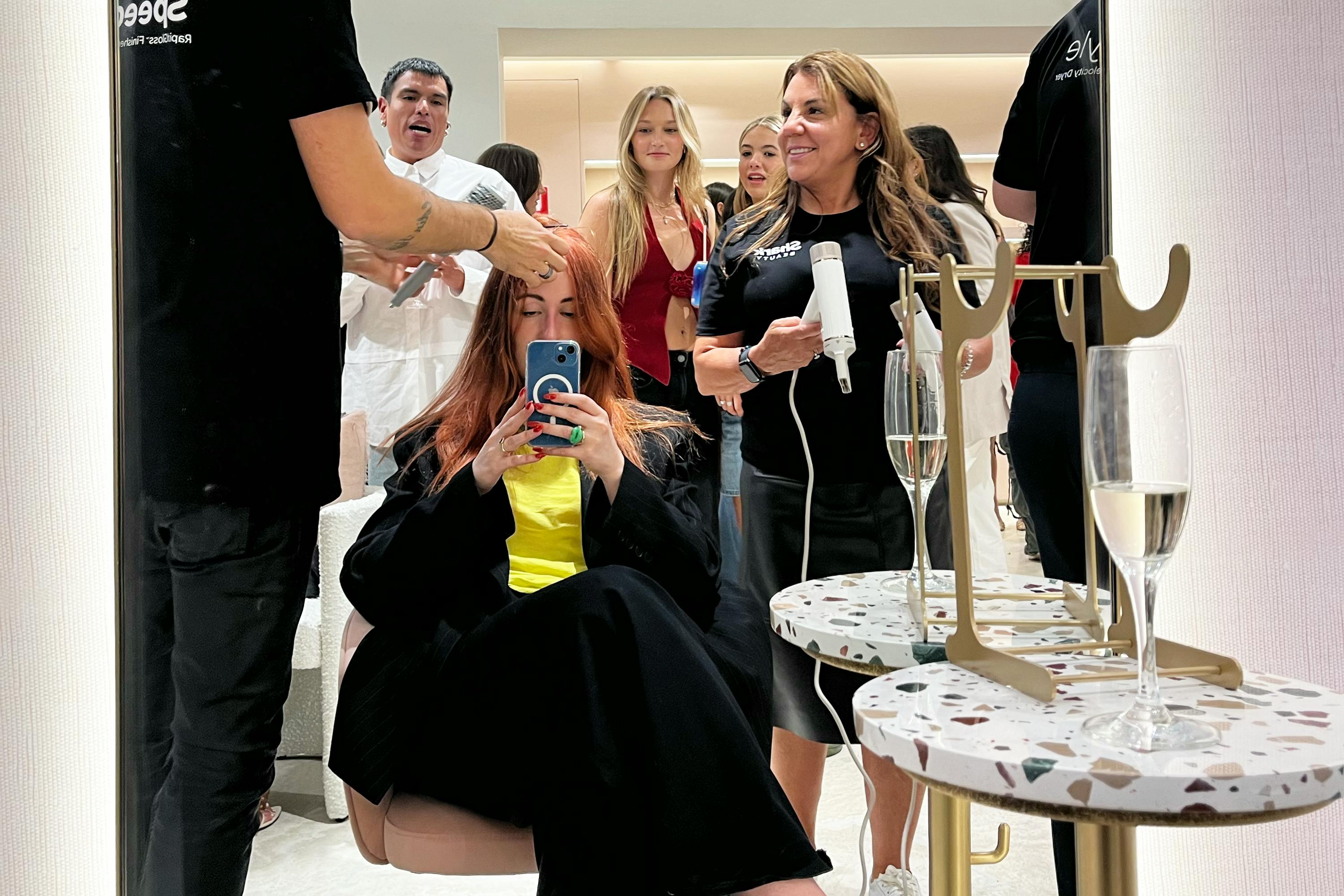 girl at pop up hair event